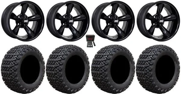 GTW Godfather 10″ Golf Wheels Black 20″ X-Trail Tires E-Z-GO & Club Car
