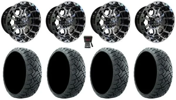 GTW Omega 12″ Golf Wheels Machined 215×40 Maverick Tires E-Z-GO & Club Car