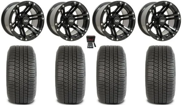 GTW Specter 10″ Golf Wheels Black Deli 205×50-10 Tires E-Z-GO & Club Car