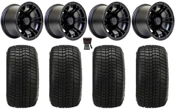 GTW Spyder 10″ Golf Wheels Matte Black Elite 205×50-10 Tires E-Z-GO & Club Car