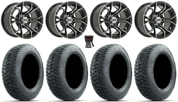 GTW Spyder 12″ Golf Wheels Machined 215×35 Mamba Street Tires E-Z-GO & Club Car