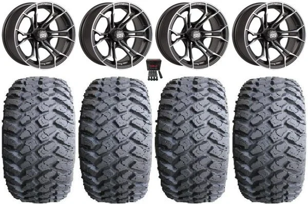 GTW Spyder 14″ Golf Cart Wheels Gray 23″ Hammer Tires Yamaha
