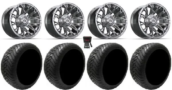 GTW Stellar 14″ Golf Wheels Chrome 225×30 Mamba Tires Yamaha
