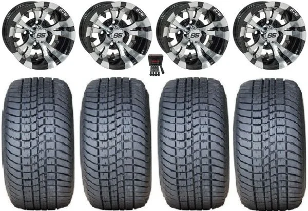 GTW Vampire 10″ Golf Wheels Black 205×50 Pro Rider Tires Yamaha