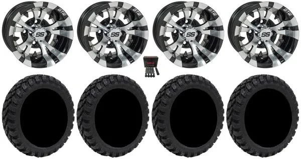 GTW Vampire 14″ Golf Cart Wheels Black 23″ Nomad Tires Yamaha