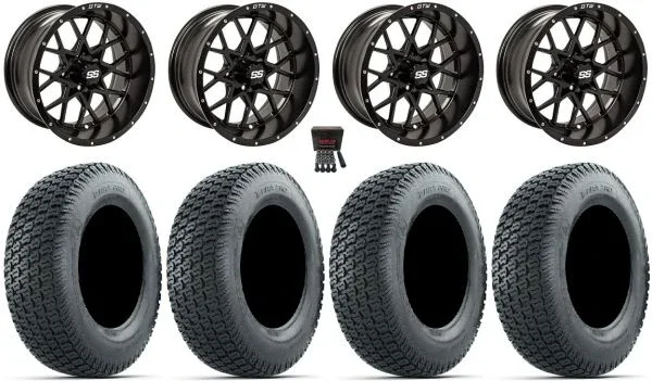 GTW Vortex 2 12″ Golf Wheels Black 23″ Terra Pro Tires E-Z-GO & Club Car
