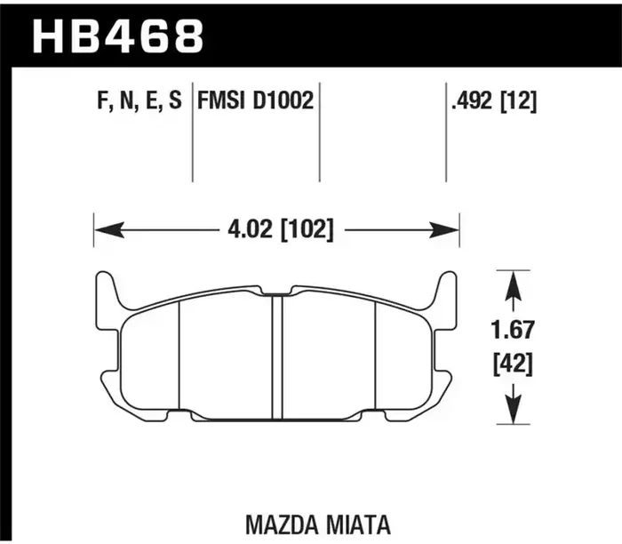 Hawk Performance Hawk 04-05 Mazda Miata HPS 5.0 Street Rear Brake Pads HB468B.492