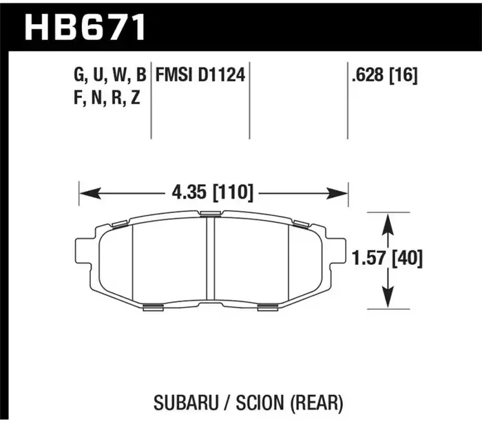 Hawk Performance Hawk 13 Scion FR-S / 13 Subaru BRZ/10-12 Legacy 2.5 GT/3.6R HT-10 Race Rear Brake Pads HB671S.628
