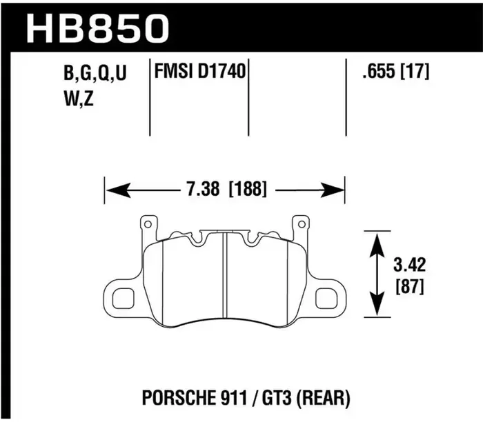 Hawk Performance Hawk 14-17 Porsche 911 GT3 DTC-60 Race Rear Brake Pads HB850G.655