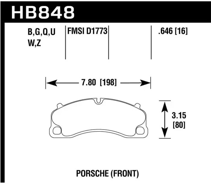 Hawk Performance Hawk 14-19 Porsche 911 GT3/GT3 RS / 2016 Porsche Cayman GT4 DTC-70 Race Front Brake Pads HB848U.646