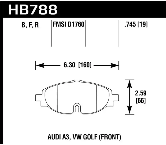 Hawk Performance Hawk 15-17 VW Golf / Audi A3/A3 Quattro HP+ Street Front Brake Pads HB788N.745
