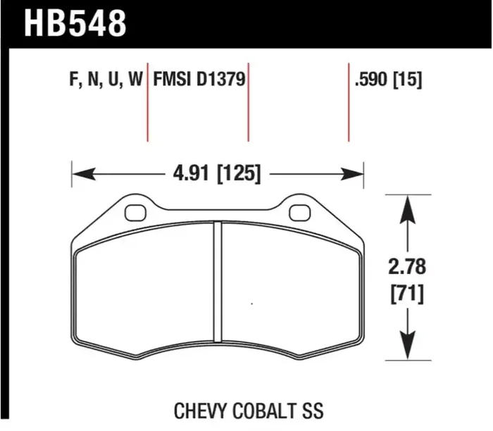 Hawk Performance Hawk Renault Clio / Cobalt SS HPS Street Front Brake Pads HB548F.510