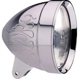 Headwinds 5-3/4″ Bradley Bullet W/Flame Aluminum Headlight Housing for Harley