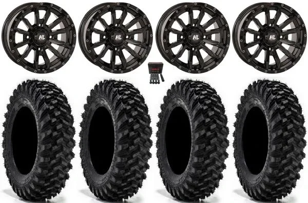 High Lifter HL21 14″ Wheels Black 28″ Warrior XT Tires Can-Am Maverick X3 / Honda Pioneer 1000 / Talon