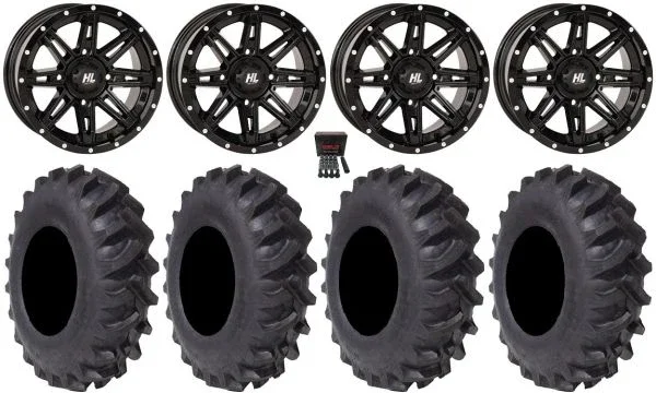 High Lifter HL22 14″ Wheels Black 30″ Interforce R1 Tires Can-Am Maverick X3 / Honda Pioneer 1000 / Talon