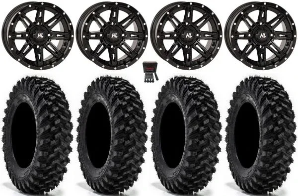 High Lifter HL22 14″ Wheels Black 30″ Warrior XT Tires Can-Am Maverick X3 / Honda Pioneer 1000 / Talon