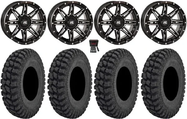 High Lifter HL22 14″ Wheels Machined 32″ Warrior AT Tires Can-Am Maverick X3 / Honda Pioneer 1000 / Talon