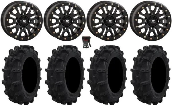 High Lifter HL23 Bdlk 14″ Wheels Bk 27″ Mud XC Tires Sportsman 550 850 1000
