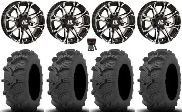 High Lifter HL3 12″ Wheels Machined 27″ Executioner Tires Honda Rincon Yamaha Rhino Kawasaki Brute Force Suzuki KingQuad