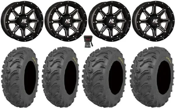 High Lifter HL4 12″ Wheels Machined 27″ Bear Claw Tires Polaris Sportsman / RZR / Ranger
