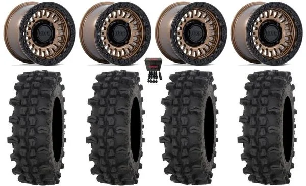 KMC Aztec Beadlock 15″ Wheels Bronze +0mm 32″ ACP Tires Polaris Sportsman / RZR / Ranger