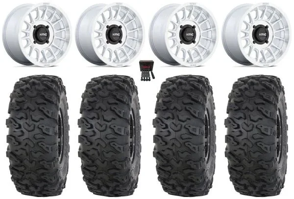KMC Impact 15″ Wheels Machined 32″ Roctane T4 Tires Polaris Sportsman / RZR / Ranger