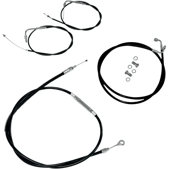 LA CHOPPERS 0610-0357 LA-8110KT-04B Standard Black Vinyl Braided Handlebar Cable/Brake Line Kit — Beach Bar – Beach Bar Handlebars – Black Vinyl