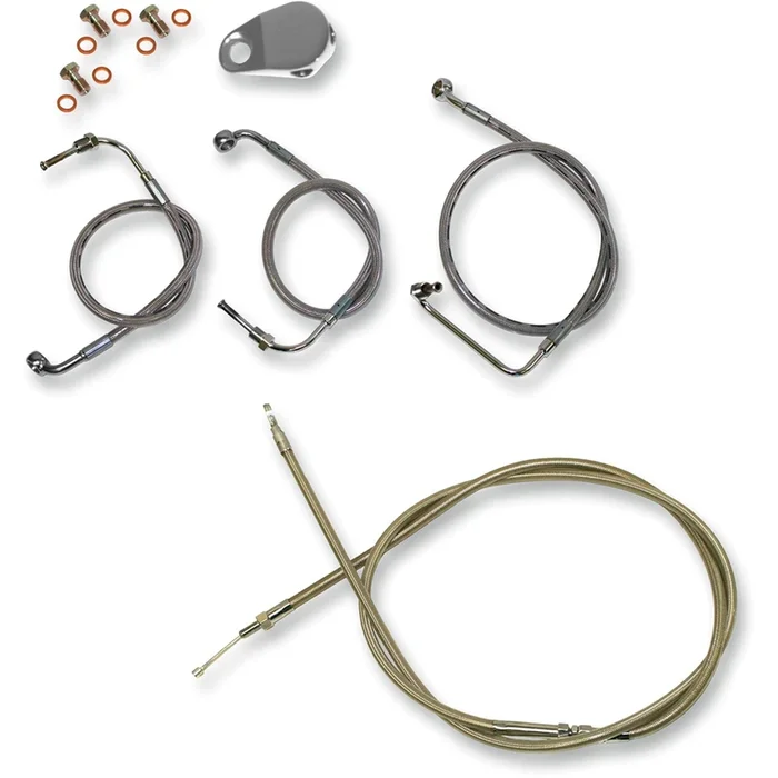 LA Choppers Stainless Braided Cable/Brake Line Kit For 12 ” – 14 ” Ape Hangers [MPN: LA-8011KT-13]