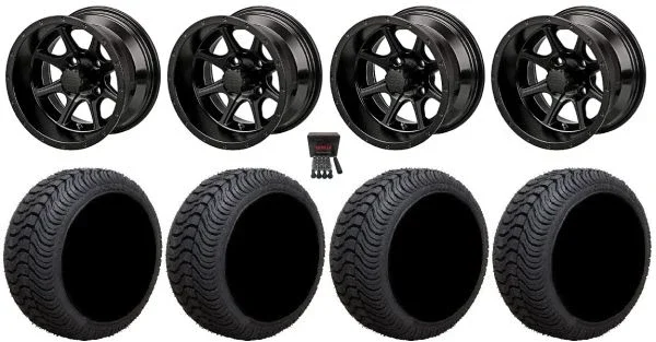 LSI Azusa 12″ Golf Wheels Matte Black 205×30 Cruze Tires E-Z-GO & Club Car