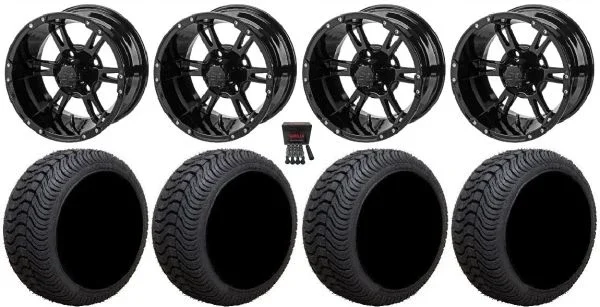 LSI Raptor 12″ Golf Wheels Gloss Black 215×50 Cruze Tires Yamaha