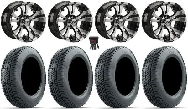 LSI Warlock 14″ Golf Wheels Machined 205×30 Fusion Street Tires Yamaha