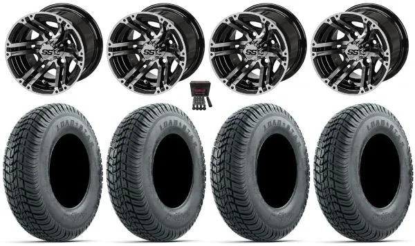 LSI Yukon 10″ Golf Wheels Machined 205×65 Load Star Tires E-Z-GO & Club Car