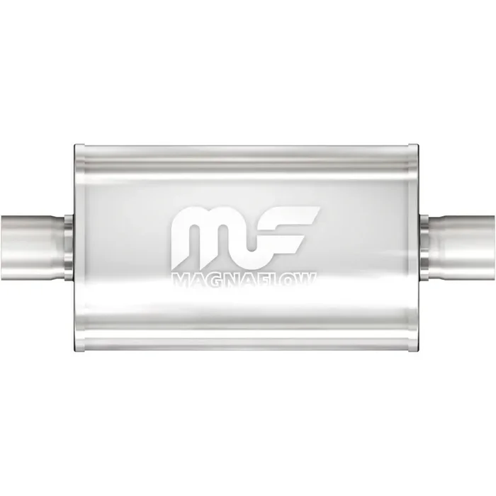 Magnaflow Stainless Muffler – 3 in Center Inlet – 3 in Center Outlet – 18 x 8 x 5 in Oval Body – 24 in Long