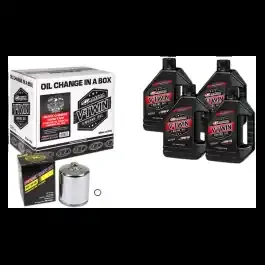 Maxima 90-119014PC Synthetic Oil Change Kit w/ Chrome Filter H-D Twin Cam 99-17