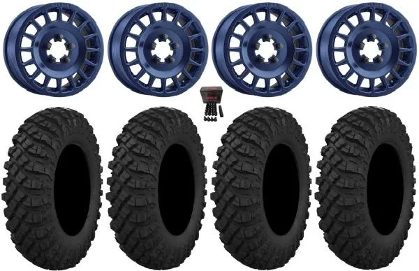 Method 407 15″ Wheels Bahia Blue 32″ Crawler XP Tires CFMoto UForce U10 Pro / U10 XL Pro / ZForce Z10 / Z10-4