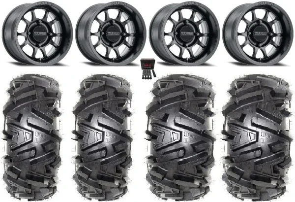 Method 409 14″ Black (4+3) Wheels 27″ Moto MTC Tires Sportsman 550 850 1000