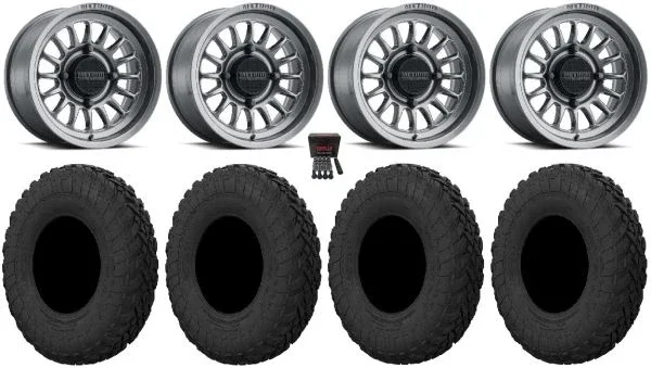 Method 411 15″ Wheels Titanium (4+3) 32″ Gripper R/T Tires Can-Am Maverick X3 / Honda Pioneer 1000 / Talon