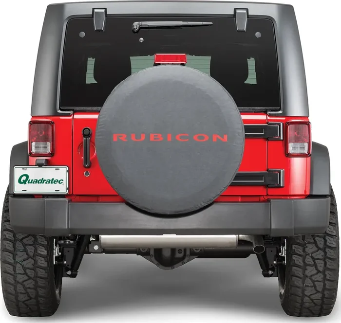 Mopar 82213743 Jeep Logo Tire Cover Black Denim with “Rubicon” in Red Lettering Fits LT255/75R17 & P255/70R18 Tires