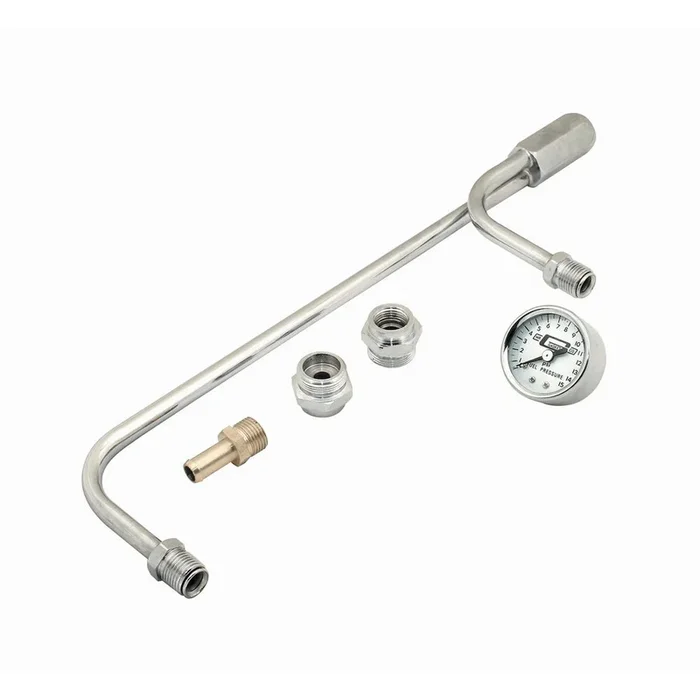 Mr. Gasket Chrome Plated Fuel Lines With Fuel Pressure Gauge 1559 Holley w/ 9 5/16 ” Centers