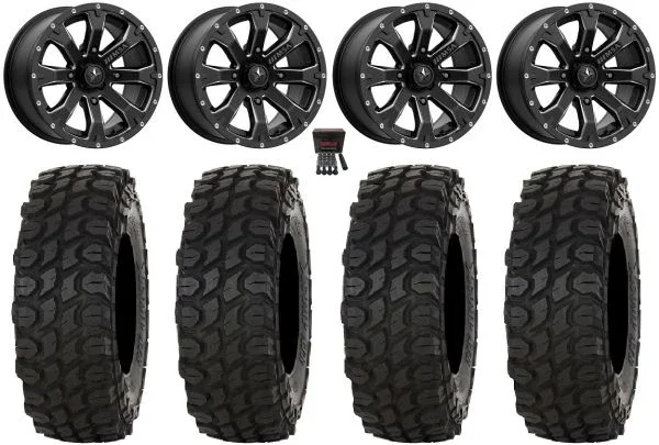MSA Bounty 14″ Wheels Black 30″ XComp ATR Tires Can-Am Maverick X3 / Honda Pioneer 1000 / Talon