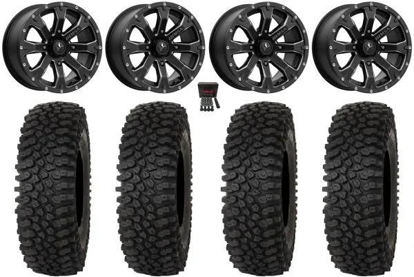 MSA Bounty 14″ Wheels Black 32″ Roctane ST Tires Kawasaki Teryx Mule
