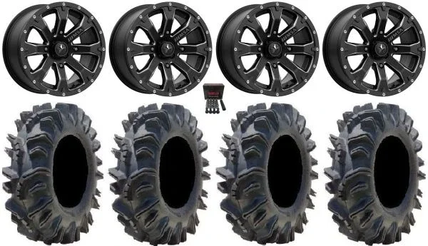 MSA Bounty 15″ Wheels Black 34″ Terminator Tires Kawasaki Teryx Mule