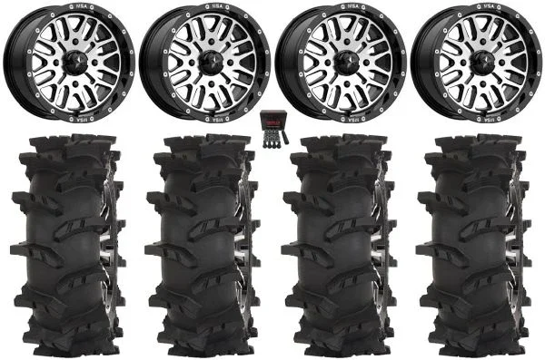 MSA Brute 14″ Wheels Machined 30″ Outlaw Max Tires Polaris Sportsman / RZR / Ranger