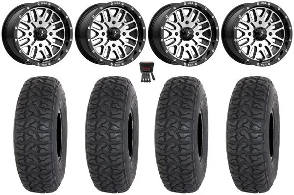 MSA Bute 14″ Wheels Machined 30″ Chicane LT Tires Yamaha Viking Wolverine YXZ1000R CFMoto ZForce 950 UForce 1000