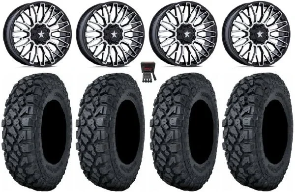 MSA Clubber 14″ Wheels Machined 30″ Klever X/T Tires Can-Am Maverick X3 / Honda Pioneer 1000 / Talon