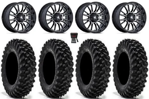 MSA ThunderLips 14″ Wheels Machined 28″ Warrior XT Tires Sportsman 550 850 1000