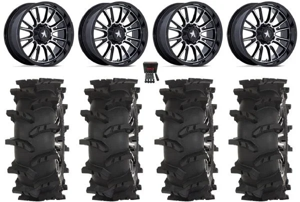 MSA ThunderLips 24″ Wheels Machined 40″ Outlaw Max Tires Kawasaki Mule Pro FXT KRX / Yamaha Wolverine RMAX / YXZ 2019+