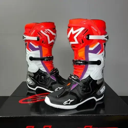 New Alpinestars Tech 10 Boots – Black/Red/Orange/White