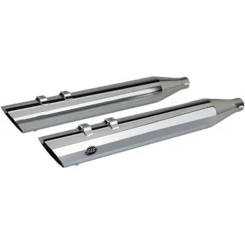 (OPEN BOX) S&S CYCLE 1801-1207 550-0695S Slash Cut Slip-On Mufflers – Chrome