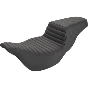 (OPEN BOX) SADDLEMEN 0801-1291 808-07B-176E Extended Reach Step-Up Seat – Front Tuck-n-Roll/Rear Lattice Stitch – Black – FL ’08-’23